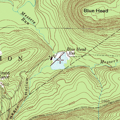 Topographic Map of Blue Head Dam, PA