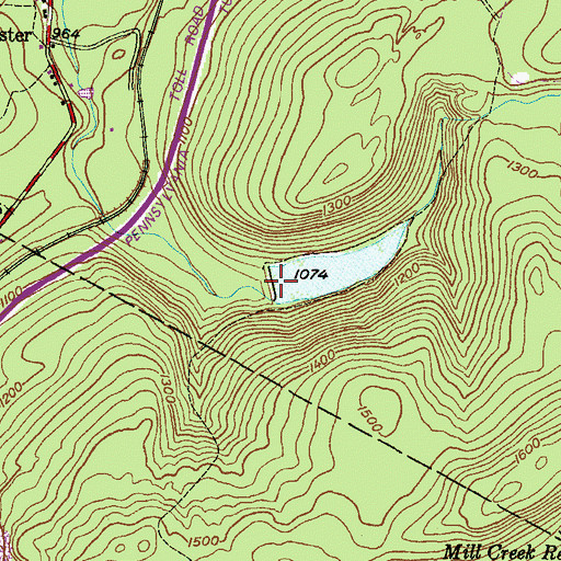 Topographic Map of Gardner Creek Dam, PA