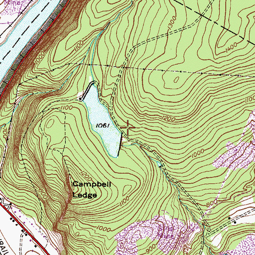 Topographic Map of Campbells Ledge Dam, PA