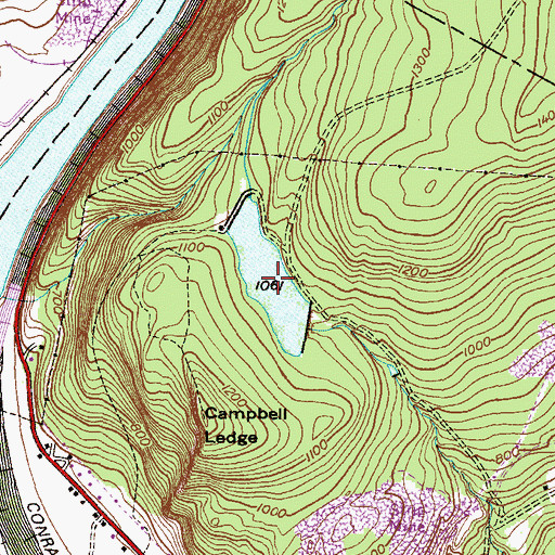 Topographic Map of Campbells Ledge Reservoir, PA