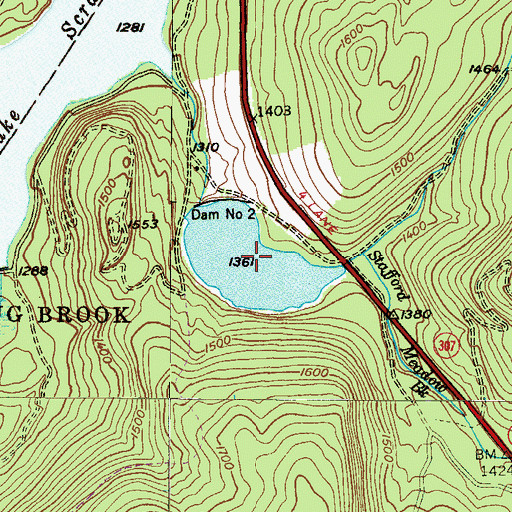 Topographic Map of Williams Bridge Reservoir, PA