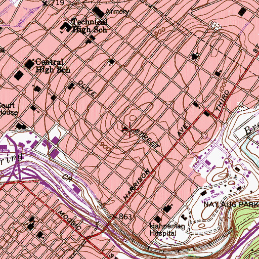 Topographic Map of Cooling Pond, PA