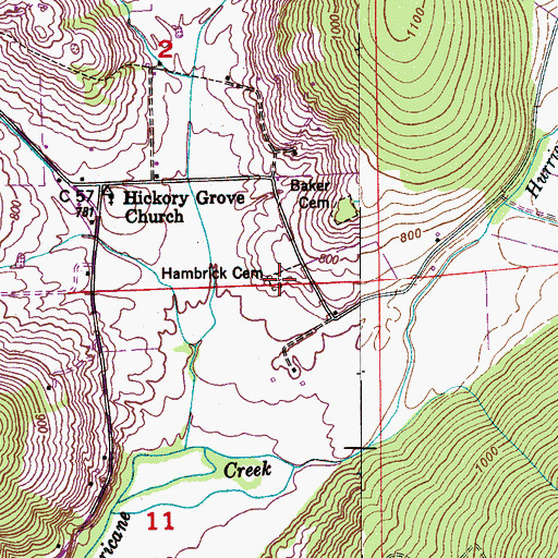 Topographic Map of Hambrick Cemetery, AL