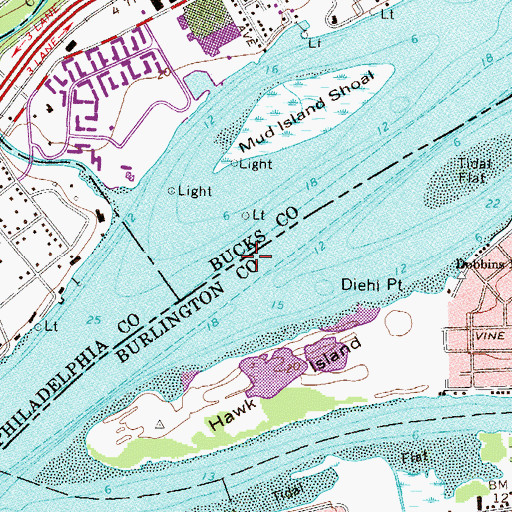 Topographic Map of Mud Island Range, PA