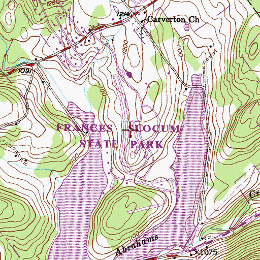 Topographic Map of Frances Slocum State Park, PA