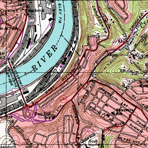 Topographic Map of Riverton, PA