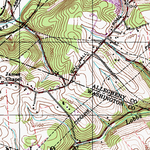 Topographic Map of Pierce, PA