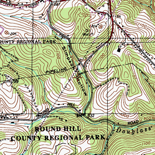 Topographic Map of Round Hill County Regional Park, PA