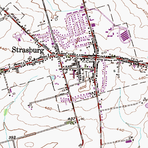 Topographic Map of Strasburg Elementary School, PA