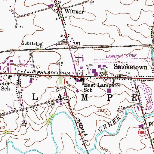 Topographic Map of Smoketown Elementary School, PA