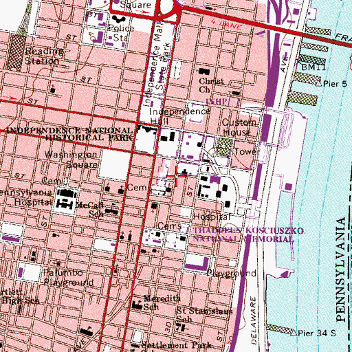 Topographic Map of Philadelphia Contributionship, PA
