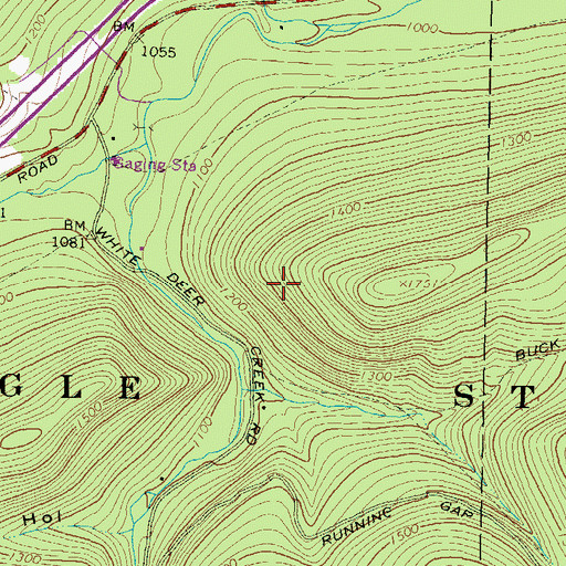 Topographic Map of Mile Run Camp, PA