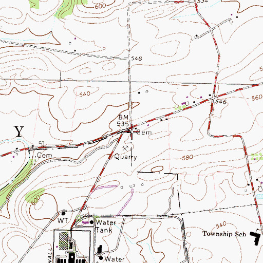 Topographic Map of Oakland School, PA