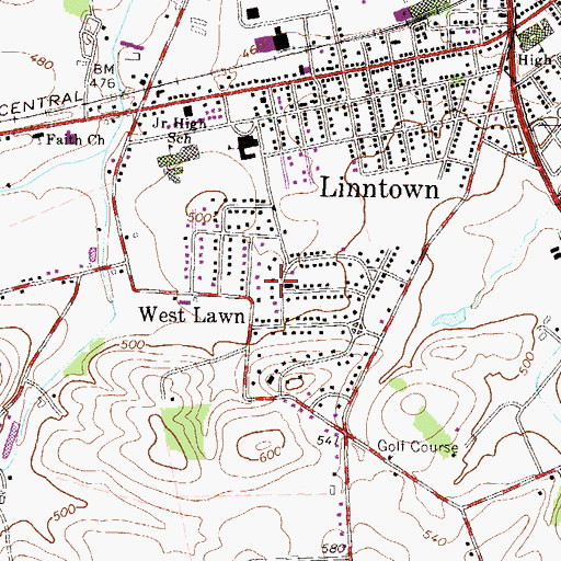 Topographic Map of Fairville, PA