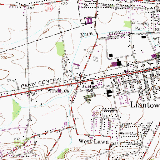Topographic Map of Bucknell, PA