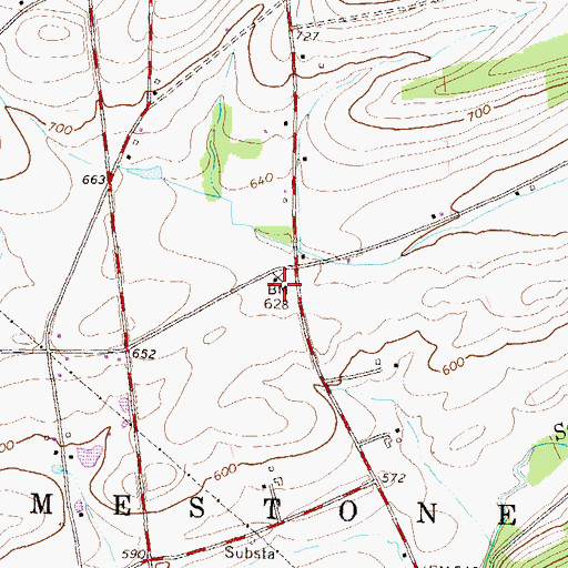 Topographic Map of Green Grove School, PA