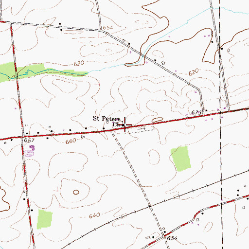 Topographic Map of Saint Peters Church, PA
