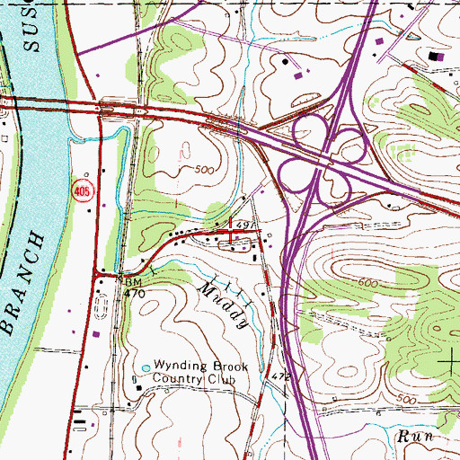 Topographic Map of Point School (historical), PA