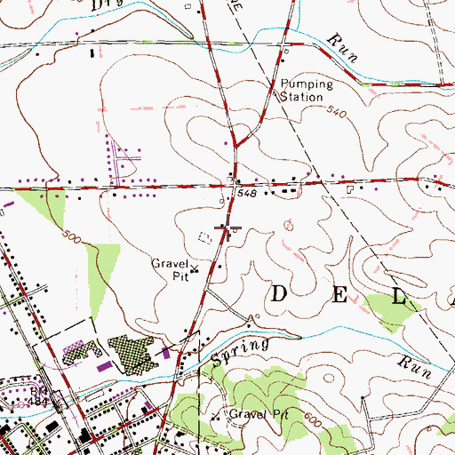 Topographic Map of Locust Grove School, PA
