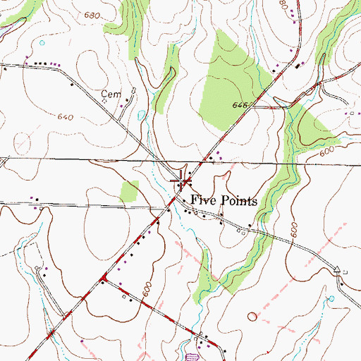 Topographic Map of Five Point School, PA