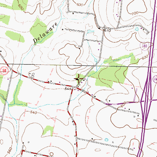 Topographic Map of East District School (historical), PA