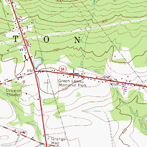 Topographic Map of Mountain Grove School, PA