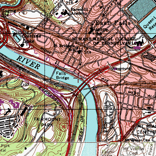Topographic Map of Falls of Schuylkill, PA