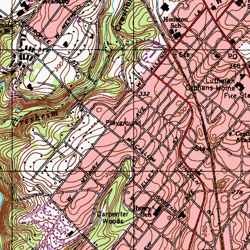 Topographic Map of Carpenter, PA