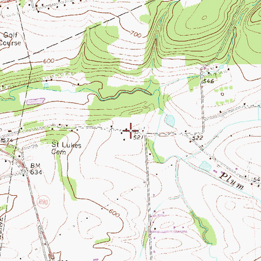 Topographic Map of Lower Plum Creek School (historical), PA