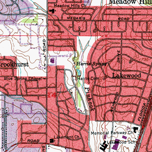 Topographic Map of Harris Cemetery, AL