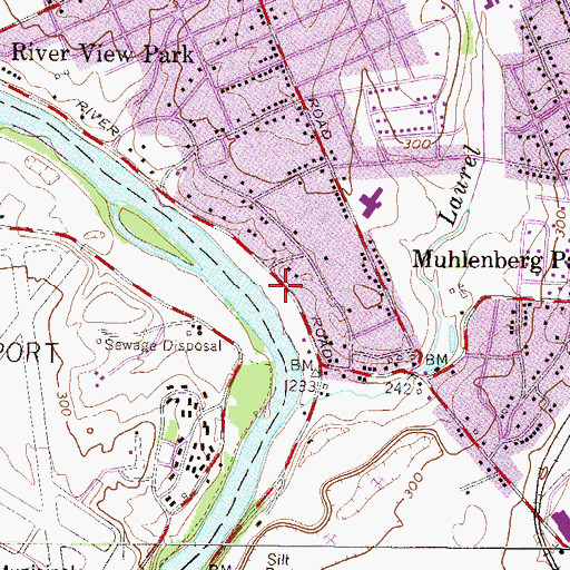 Topographic Map of Leizes Bridge (historical), PA