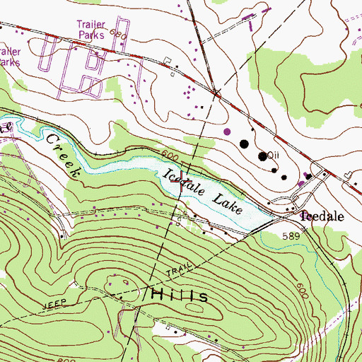 Topographic Map of Icedale Lake, PA