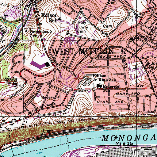 Topographic Map of West Mifflin, PA