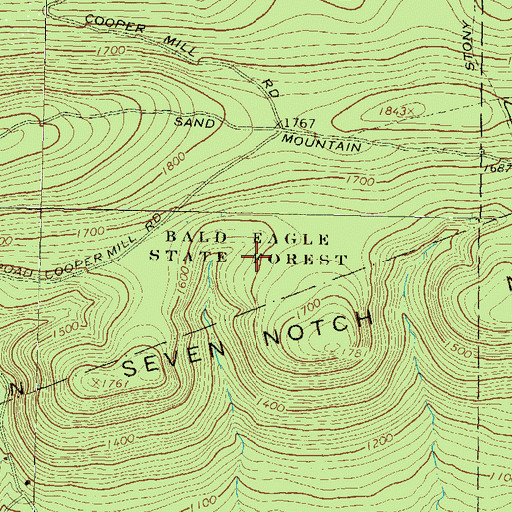 Topographic Map of Sand Bridge State Park, PA