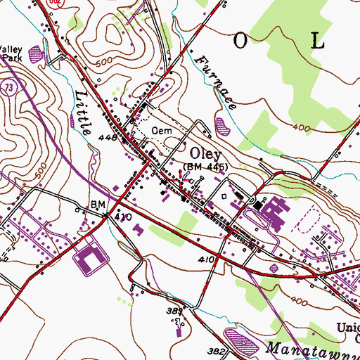 Topographic Map of Oley, PA