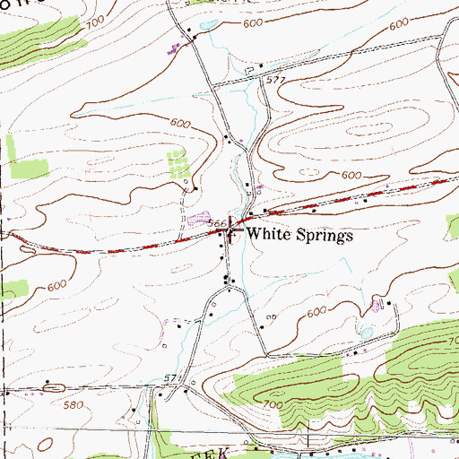 Topographic Map of White Springs, PA