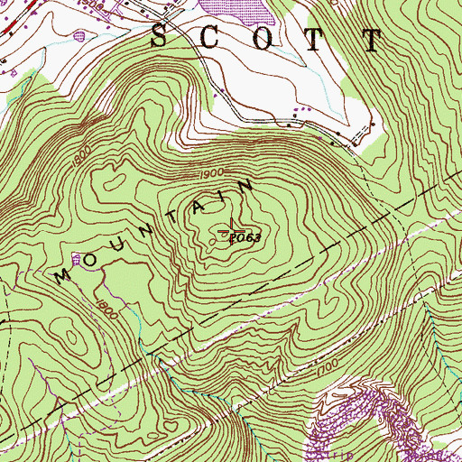Topographic Map of Bell Mountain, PA