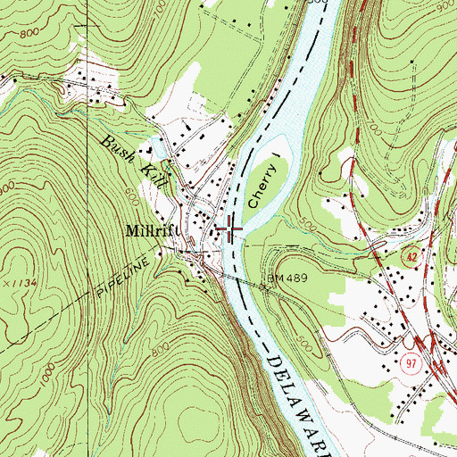 Topographic Map of Bush Kill, PA