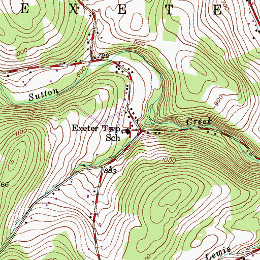 Topographic Map of Exeter Township School, PA