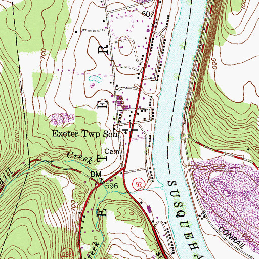 Topographic Map of Exeter Township School, PA