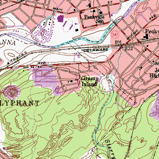Topographic Map of Grassy Island, PA