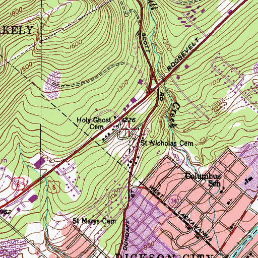 Topographic Map of Holy Ghost Cemetery, PA