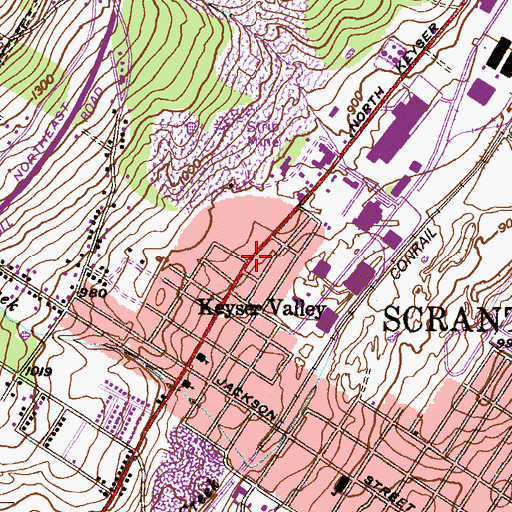Topographic Map of Keyser Valley, PA