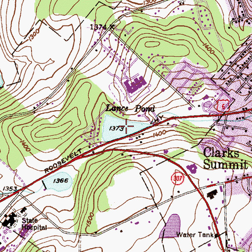 Topographic Map of Lance Pond, PA