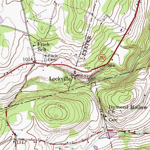 Topographic Map of Lockville, PA