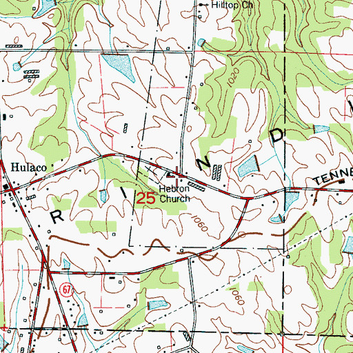 Topographic Map of Hebron Church of Christ, AL