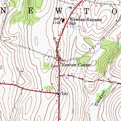 Topographic Map of Newton Center, PA