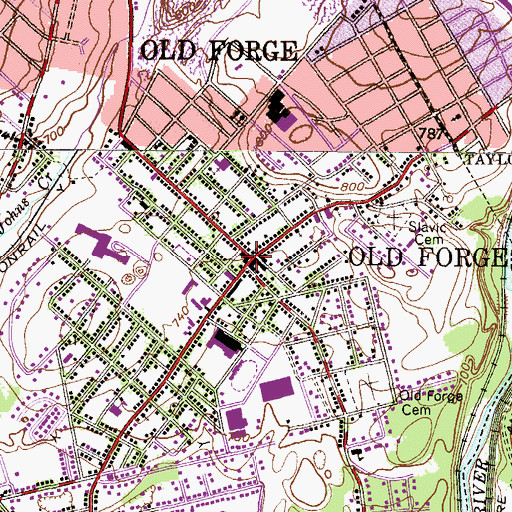 Topographic Map of Old Forge, PA