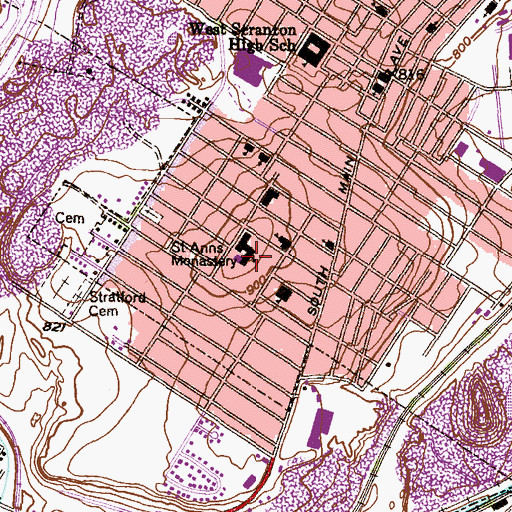 Topographic Map of Saint Anns Monastery, PA