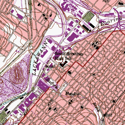 Topographic Map of South Scranton High School, PA